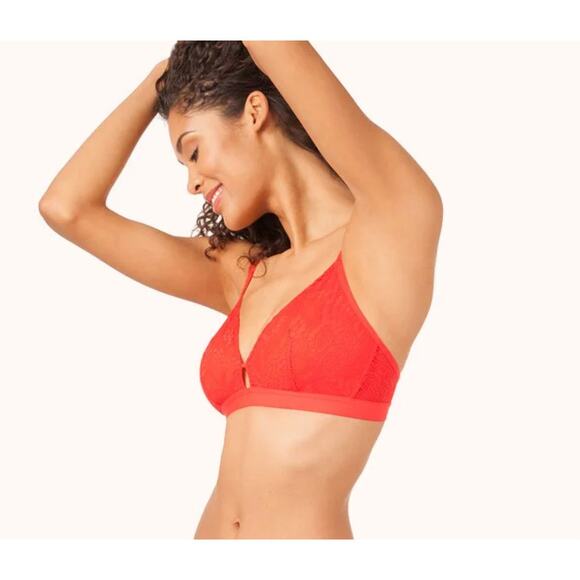 Lively Tomato Red Palm Lace Busty Bralette - Picture 3 of 5